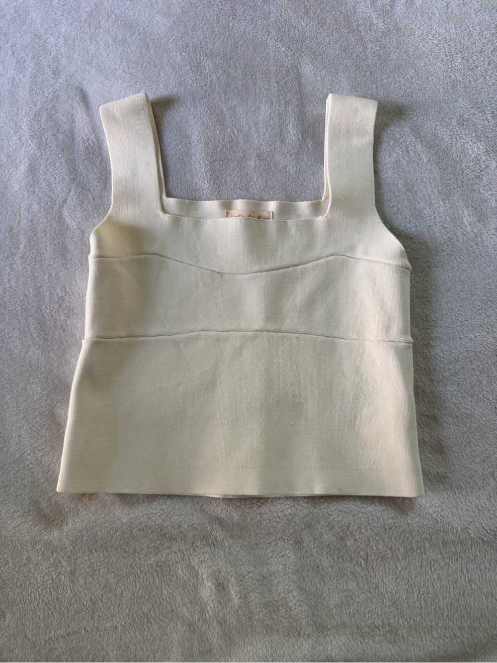 Listicle Cream Square-Neck Ribbed Tank
